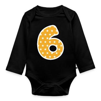 Sechs - Baby Bio-Langarm-Body - Schwarz - Vorne