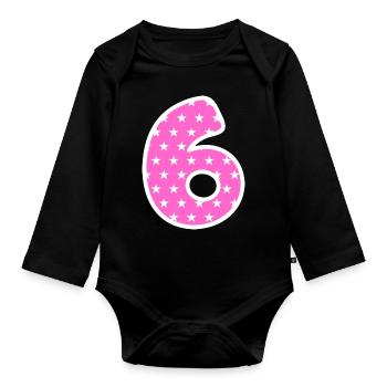 Number 6 - Organic Longsleeve Baby Bodysuit - black - Front