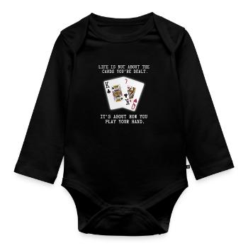 Citation inspirante sur les cartes à jouer au poker - Body Bébé bio manches longues - noir - Devant