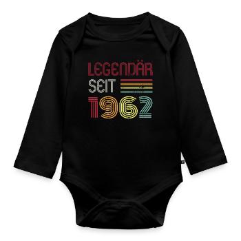 Legendär Seit 1962 Jahr Retro 62er Jahrgang - Baby Bio-Langarm-Body - Schwarz - Vorne