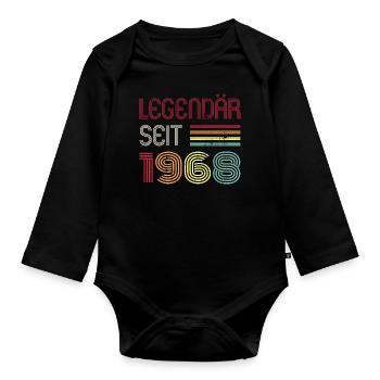 Legendär Seit 1968 Jahr Retro 68er Jahrgang - Baby Bio-Langarm-Body - Schwarz - Vorne