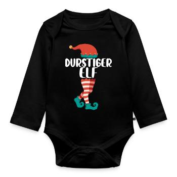 Weihnachts Elf Partnerlook Design Xmas Elfen - Baby Bio-Langarm-Body - Schwarz - Vorne