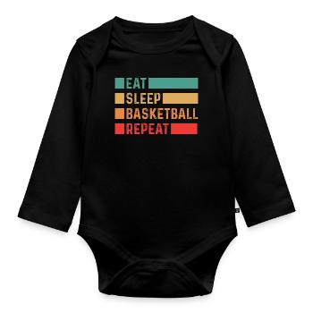 Basketballer Basketball Slamdunk BBall Korbleger - Baby Bio-Langarm-Body - Schwarz - Vorne