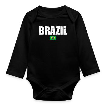 Brésil Brésil Drapeau brésilien - Body Bébé bio manches longues - noir - Devant