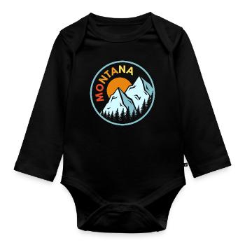 Sunset Montana Design für stolze Montaner - Baby Bio-Langarm-Body - Schwarz - Vorne