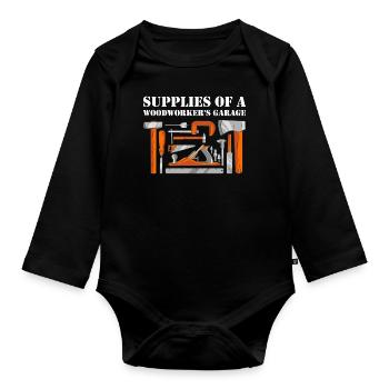 Supplies Of A Woodworker's Garage Woodworking - Organic Longsleeve Baby Bodysuit - black - Front