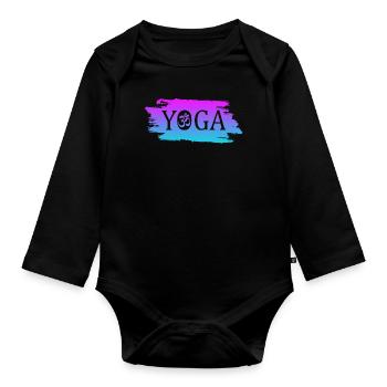 yoga om namaste - Baby Bio-Langarm-Body - Schwarz - Vorne
