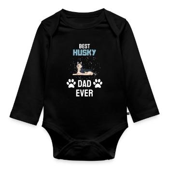 Propriétaire de chien Chiens Papa Fête des Pères Cadeau Husky - Body Bébé bio manches longues - noir - Devant