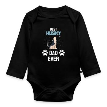 Propriétaire de chien Chiens Papa Fête des Pères Cadeau Husky - Body Bébé bio manches longues - noir - Devant
