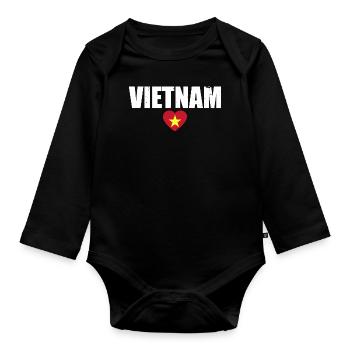 Vietnam Vietnamesische Flagge Vietnamese - Baby Bio-Langarm-Body - Schwarz - Vorne