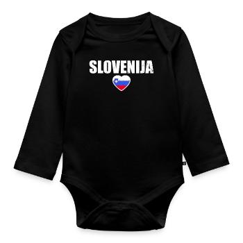 Slovénie Drapeau slovène Drapeau slovène Slovène - Body Bébé bio manches longues - noir - Devant