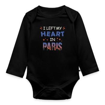 J’ai laissé mon cœur à Paris - Body Bébé bio manches longues - noir - Devant