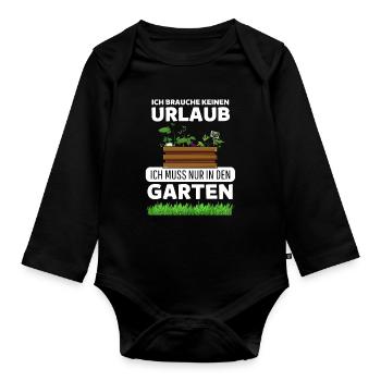 Garten Pflanze Lustige Geschenkidee Gärtner - Baby Bio-Langarm-Body - Schwarz - Vorne