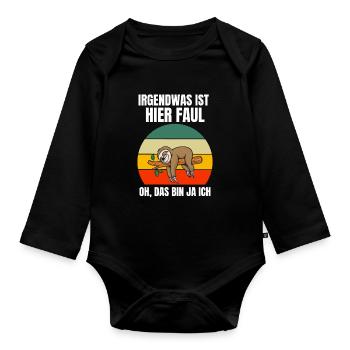 Lustiges Geschenk Tropisches Zoo Tier Faultier - Baby Bio-Langarm-Body - Schwarz - Vorne