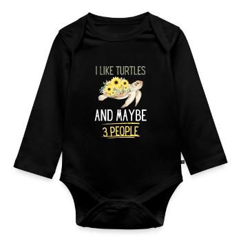 Sea Turtle Funny Gift Turtle - Organic Longsleeve Baby Bodysuit - black - Front