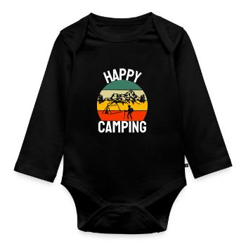 Natur Wandern Camper Geschenk Camping - Baby Bio-Langarm-Body - Schwarz - Vorne