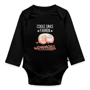 Camper Frauen Lustiges Geschenk Camping Oma - Baby Bio-Langarm-Body - Schwarz - Vorne