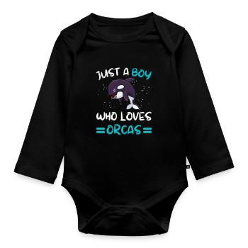 Orca Animal Killer Whale Boys Cadeau Épaulard - Body Bébé bio manches longues - noir - Devant