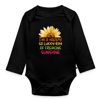 Botany Flowers Bloom Funny Gift Sunflower - Organic Longsleeve Baby Bodysuit - black - Front