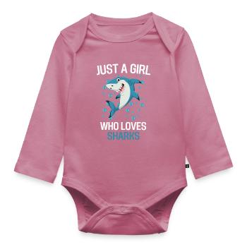 Ocean Animal Predator Girl Gift Shark - Body Bébé bio manches longues - mauve - Devant