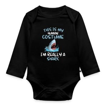 Shark Costume Party Ocean Animal Gift Shark - Organic Longsleeve Baby Bodysuit - black - Front