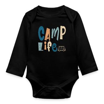Camp Life - Organic Longsleeve Baby Bodysuit - black - Front