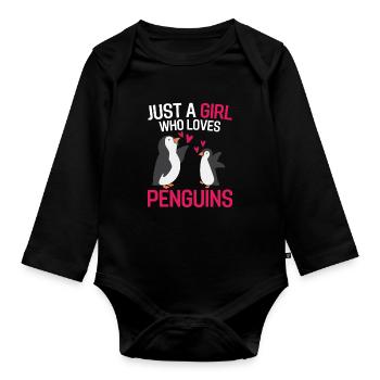 Antarctique Amoureux des animaux Fille Cadeau Pingouin - Body Bébé bio manches longues - noir - Devant
