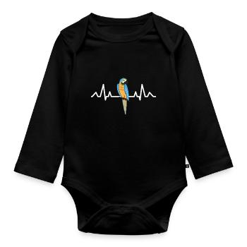 ECG Tropical Bird Heartbeat Macaw Gift Parrot - Body Bébé bio manches longues - noir - Devant