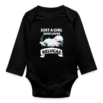 Beluga Whale Girl Ocean Animal Gift Beluga - Organic Longsleeve Baby Bodysuit - black - Front