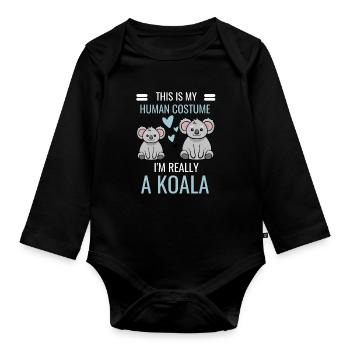 Zoo Animal Australia Koala Costume Cadeau Koala - Body Bébé bio manches longues - noir - Devant