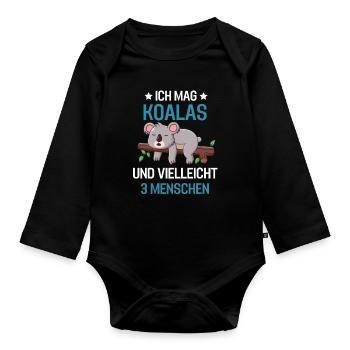 Australien Koala Tierliebhaber Geschenk Koala - Baby Bio-Langarm-Body - Schwarz - Vorne