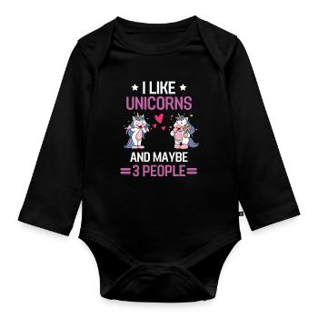 Fantasy Tier Magische Kreatur Geschenk Einhorn - Baby Bio-Langarm-Body - Schwarz - Vorne