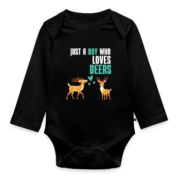 Waldbewohner Wald Tier Jungen Geschenk Hirsch - Baby Bio-Langarm-Body - Schwarz - Vorne