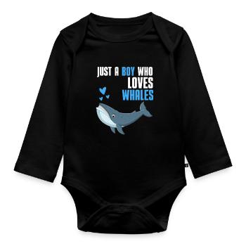 Épaulard Ocean Animal Boy Cadeau Baleine - Body Bébé bio manches longues - noir - Devant