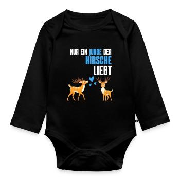 Hirsch Junge Waldbewohner Tier Geschenk Hirsch - Baby Bio-Langarm-Body - Schwarz - Vorne