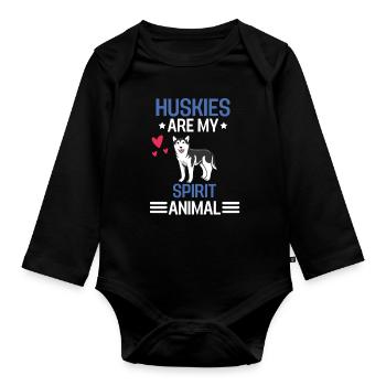 Dog Lovers Dogs Funny Gift Husky - Organic Longsleeve Baby Bodysuit - black - Front