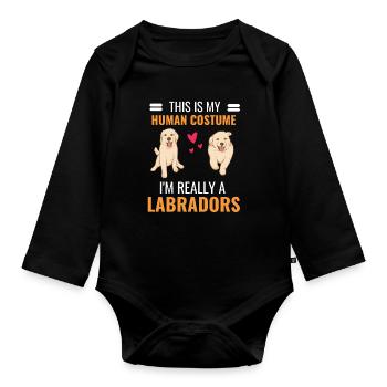 Labrador Costume Party Dogs Gift Labrador - Organic Longsleeve Baby Bodysuit - black - Front