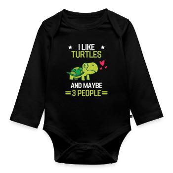 Ozean Tier Meeresschildkröte Geschenk Schildkröte - Baby Bio-Langarm-Body - Schwarz - Vorne