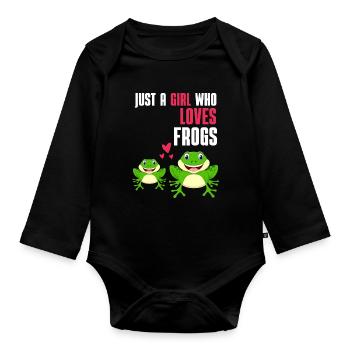 Amphibians Frog Lover Girl Gift Frog - Organic Longsleeve Baby Bodysuit - black - Front