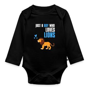 Afrika Tierliebhaber Löwen Jungen Geschenk Löwe - Baby Bio-Langarm-Body - Schwarz - Vorne