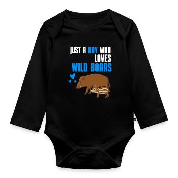 Wild Boar Young Forest Animal Gift Wild Boar - Organic Longsleeve Baby Bodysuit - black - Front