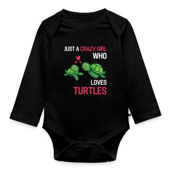 Sea Creatures Girl Gift Turtle - Organic Longsleeve Baby Bodysuit - black - Front