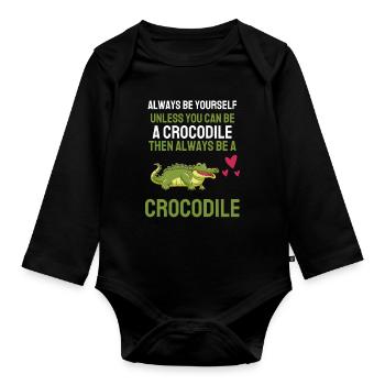 Reptiles Alligator Drôle de cadeau Crocodile - Body Bébé bio manches longues - noir - Devant