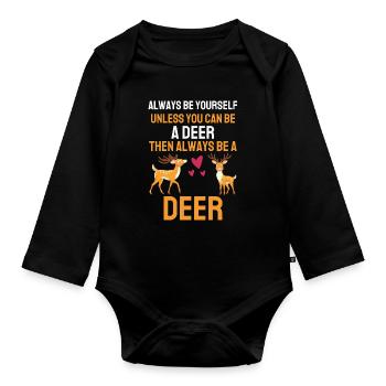 Waldbewohner Rotwild Geschenk Lustiges Hirsch - Baby Bio-Langarm-Body - Schwarz - Vorne