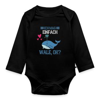 Schwertwal Meeresbewohner Geschenk Lustiges Wal - Baby Bio-Langarm-Body - Schwarz - Vorne