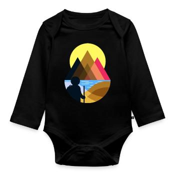 Hike Minimalism - Organic Longsleeve Baby Bodysuit - black - Front