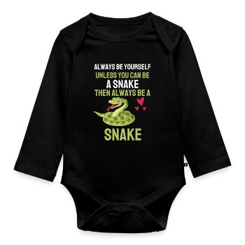 Pet Reptiles Animal Lovers Gift Snake - Organic Longsleeve Baby Bodysuit - black - Front