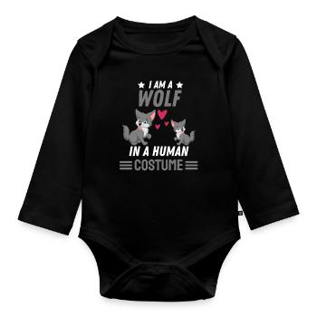 Predator Wolf Costume Party Forest Animal Gift Wolf - Body Bébé bio manches longues - noir - Devant