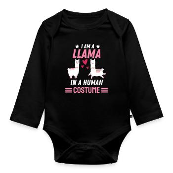 Lama Costume Party Alpaga Cadeau Drôle Lama - Body Bébé bio manches longues - noir - Devant