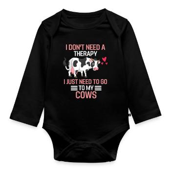 Cow Therapy Farm Animal Farmer Gift Cow - Body Bébé bio manches longues - noir - Devant